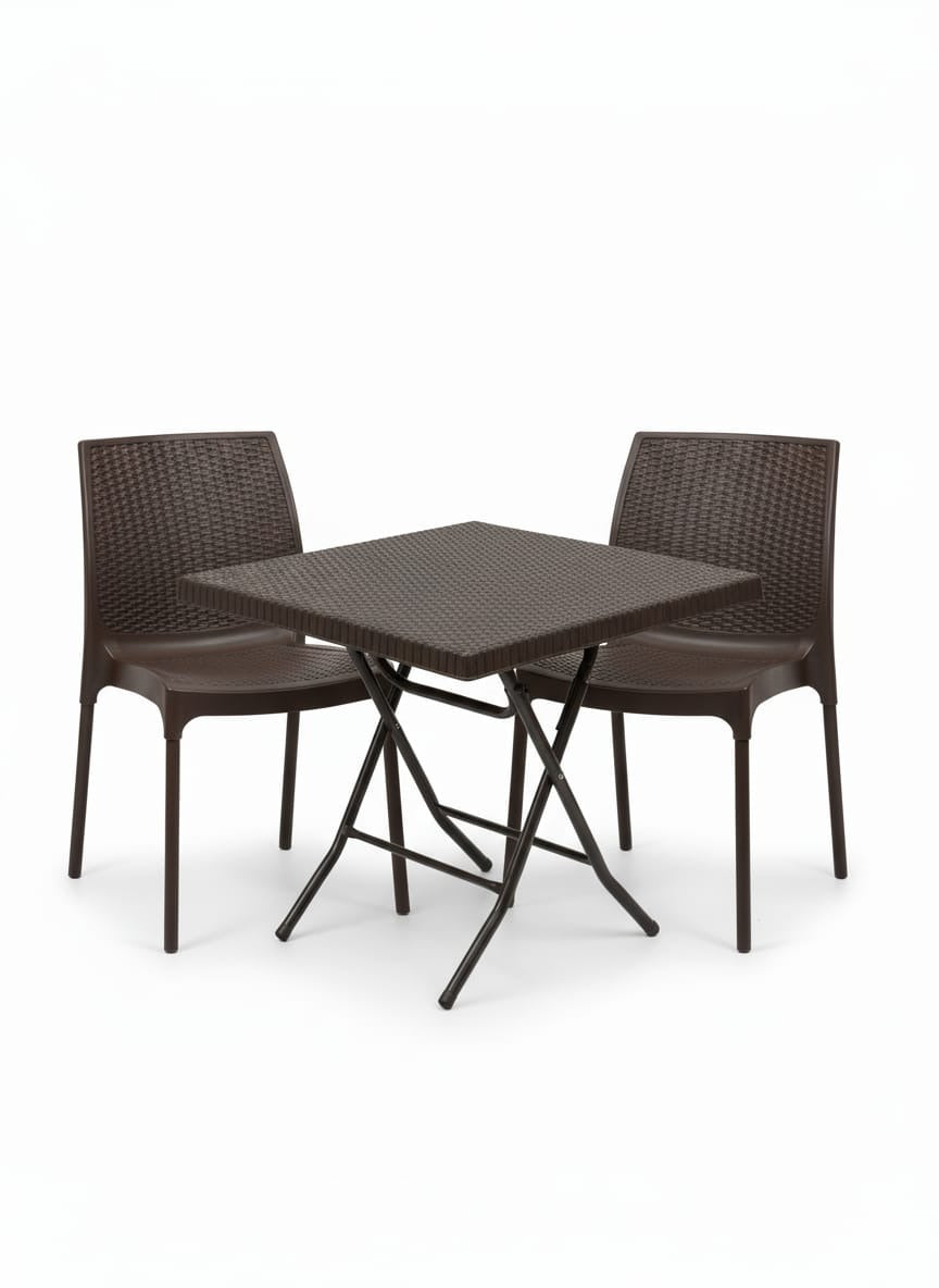2-Seater Outdoor Dining Set(Dark Brown)