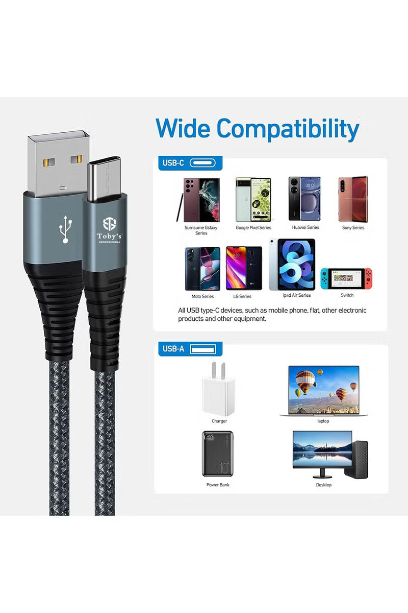 Toby’s CC-09 4A Type-C Fast Charging Cable, 1m, Nylon Braided with Aluminum Alloy Construction