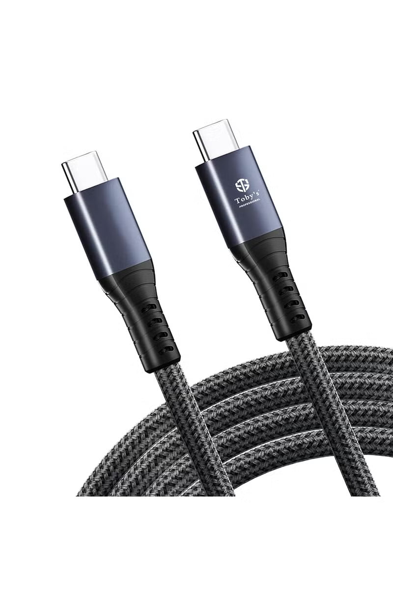 Toby’s CC-08 5A Type-C to Type-C Fast Charging Cable, 1m, Black Nylon Braided