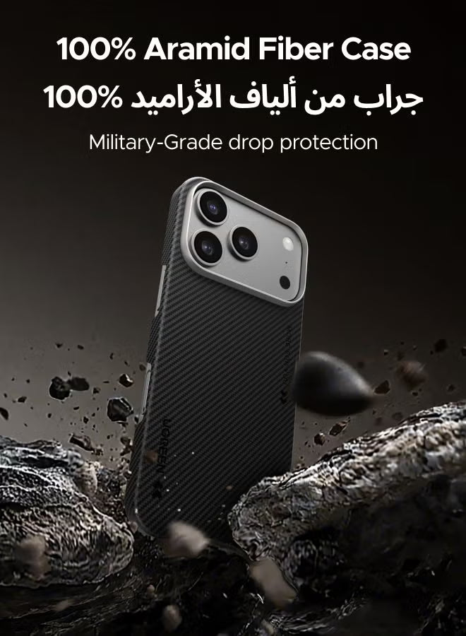 Aramid Fiber for iPhone 17 Pro Case, Compatible with MagSafe, Military Grade Protective Case, Slim And Light iPhone 17 Pro Cover, Case-Less Touch Feeling, 600D Aramid Fiber Woven Case -