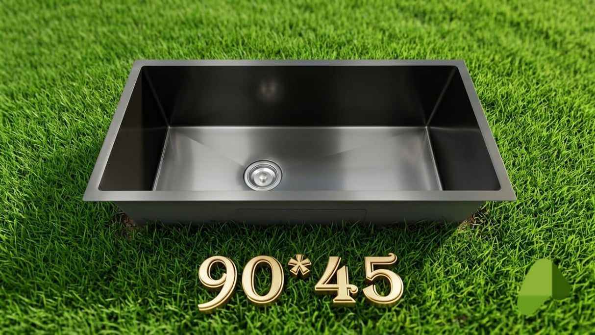 Single Under-Mounted Kitchen Sink, Black 90 × 45 cm