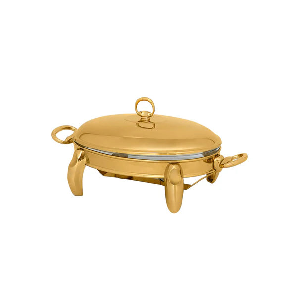 Mat Steel Large Oval Gold Chafing Dish