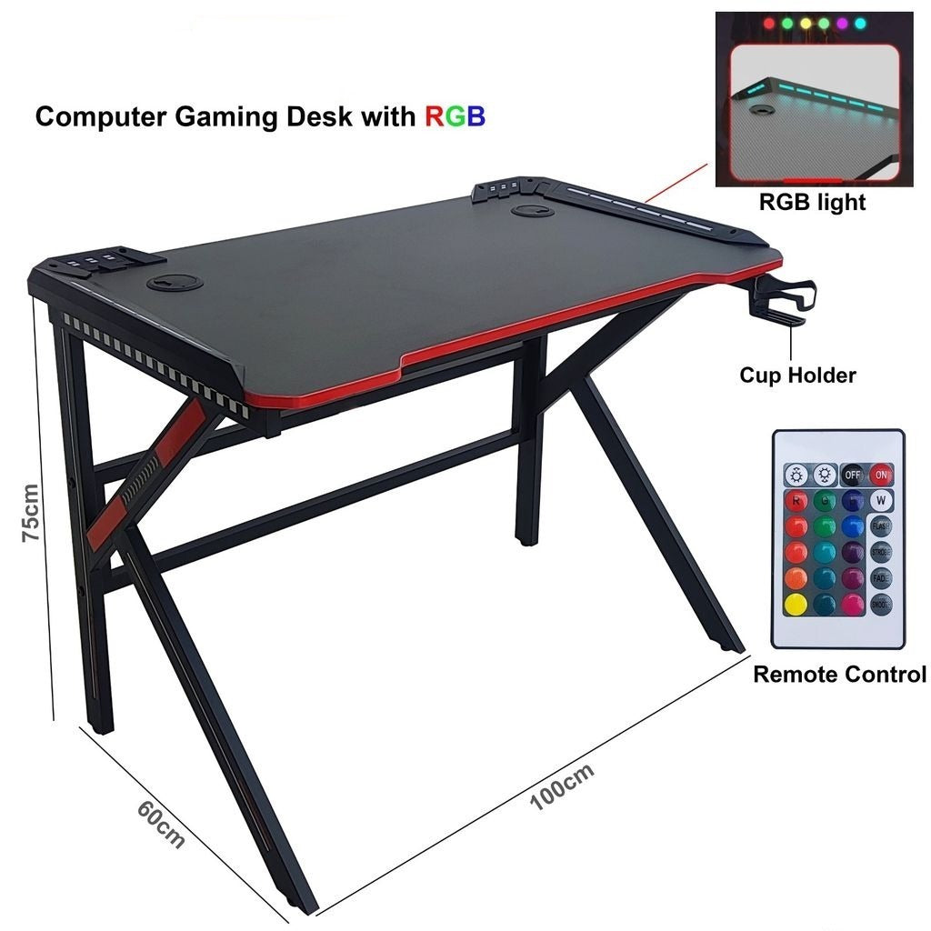 Computer Gaming Desk with RGB Light - Back