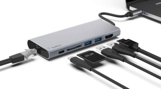 Belkin Connect USB-C 6-in-1 Multiport Adapter, 2x USB3.0/3.1 Type-A, USB3.0/3.1 Type-C,