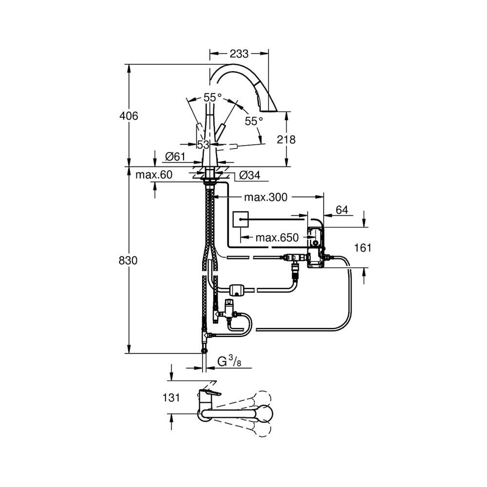Grohe Zedra Touch Electronic High Spout Sink Mixer Tap - Chrome