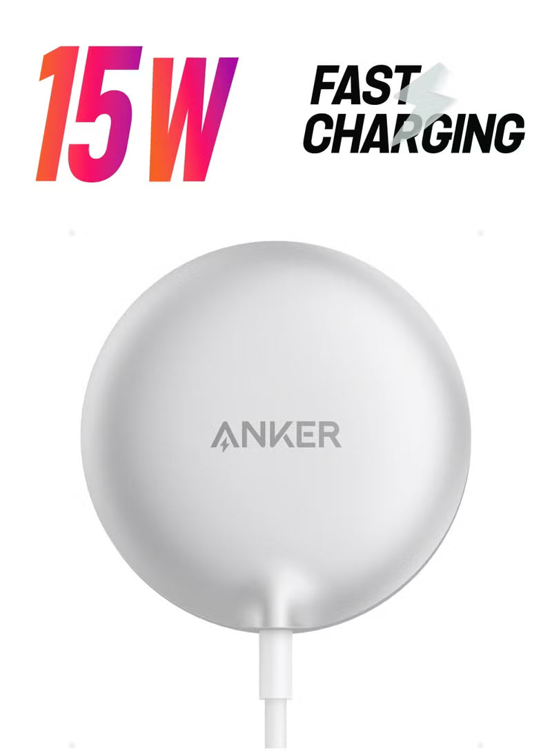 15W MagGo Ultra Fast iPhone Induction Charger (Pad), MagSafe Compatible, Qi2 Certified, for iPhone 16/16 Plus/Pro/Pro Max/15 Series (Mains Power Not Included)