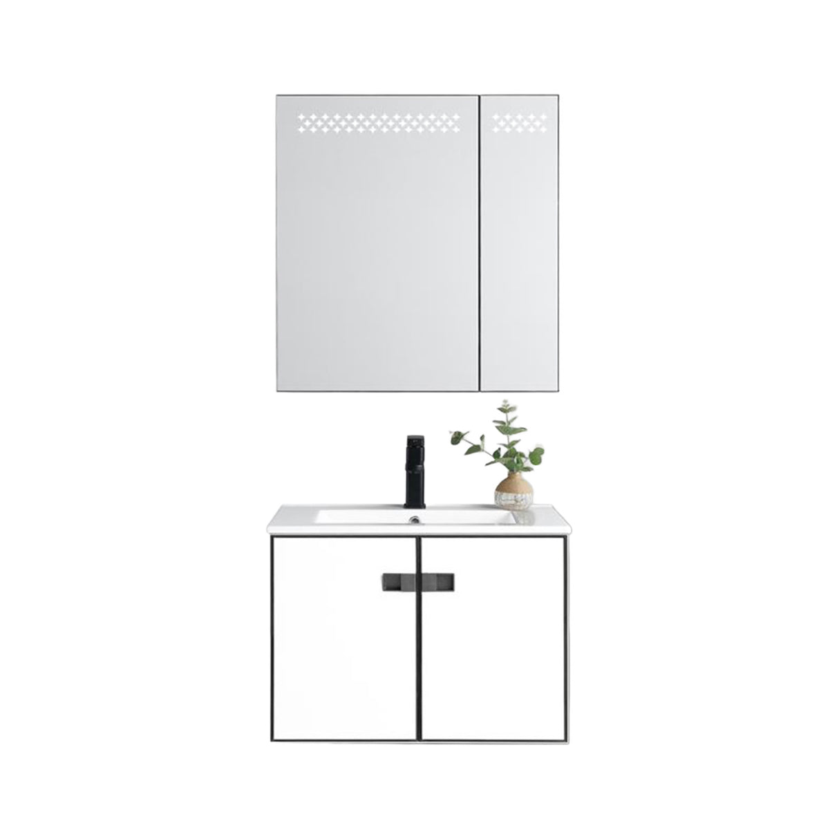 خزانة حمام مزخرفة 800x470x500 مم مع إضاءة LED - (مجموعة واحدة، تصميم كرتوني) (SS-6258-80)