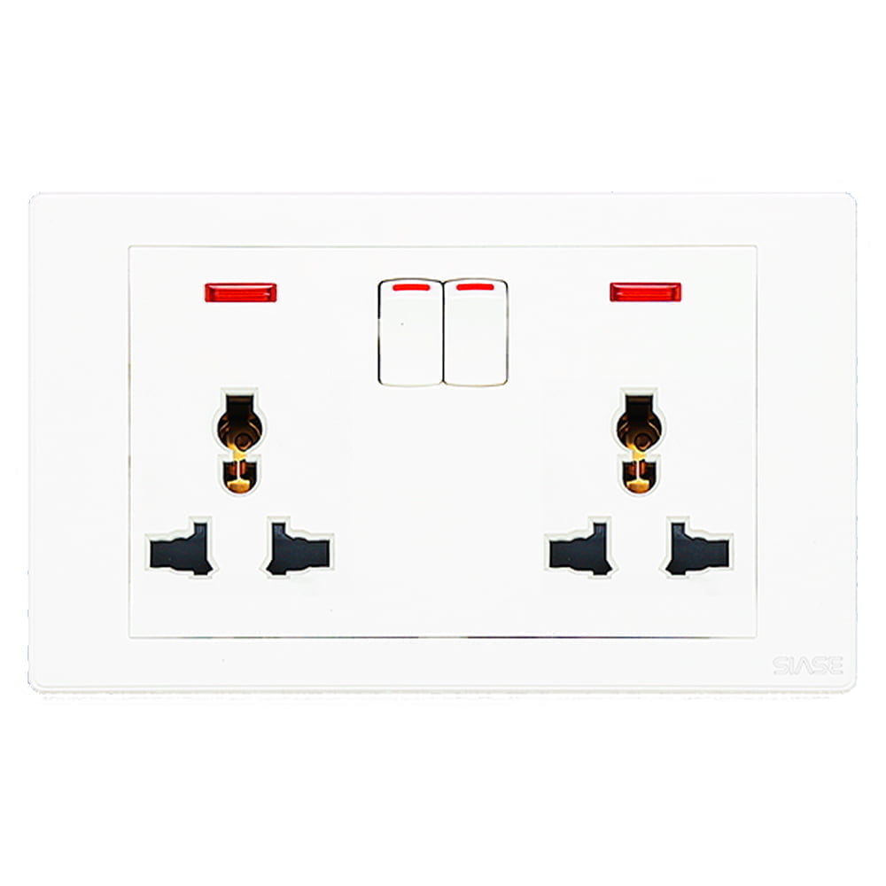 2gang Switched Universal Socket With Indicator 250v