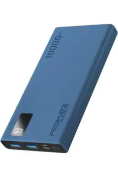 PROMATE | Slim Design 10000mAh Power Bank with LCD – Blue