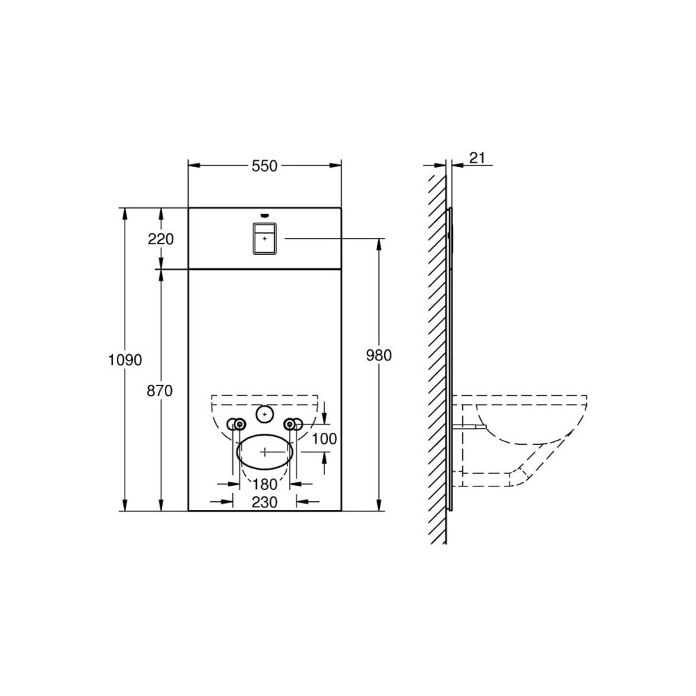Grohe Skate Cosmopolitan Toilet Frame Glass Cover (Select Finish)