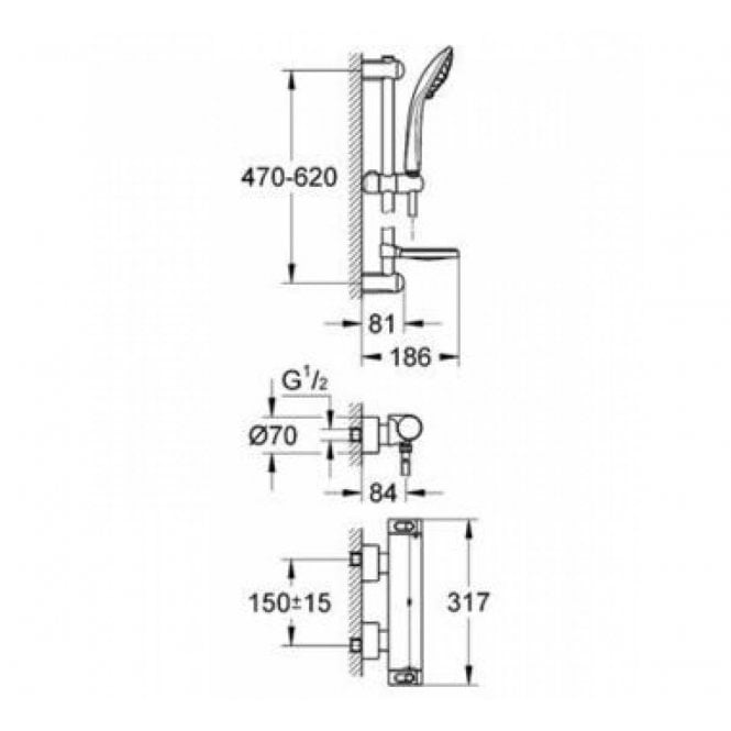 GROHE Grohtherm 2000 Thermostatic Shower Set