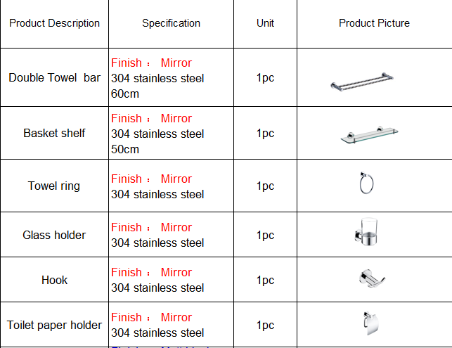 Bathroom Accessories Set 6 pcs G081977 (Gold)