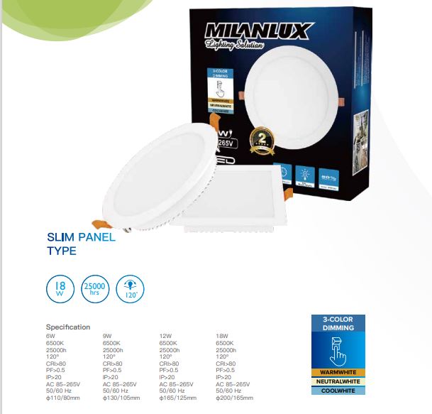 Panel light round 18w white(6500k)20cm