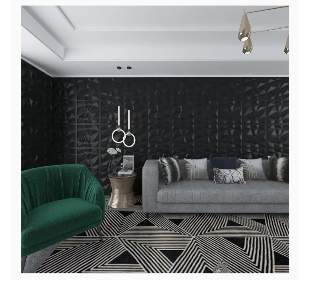 3D PVC Wall Panel – Matt Black (D094)
