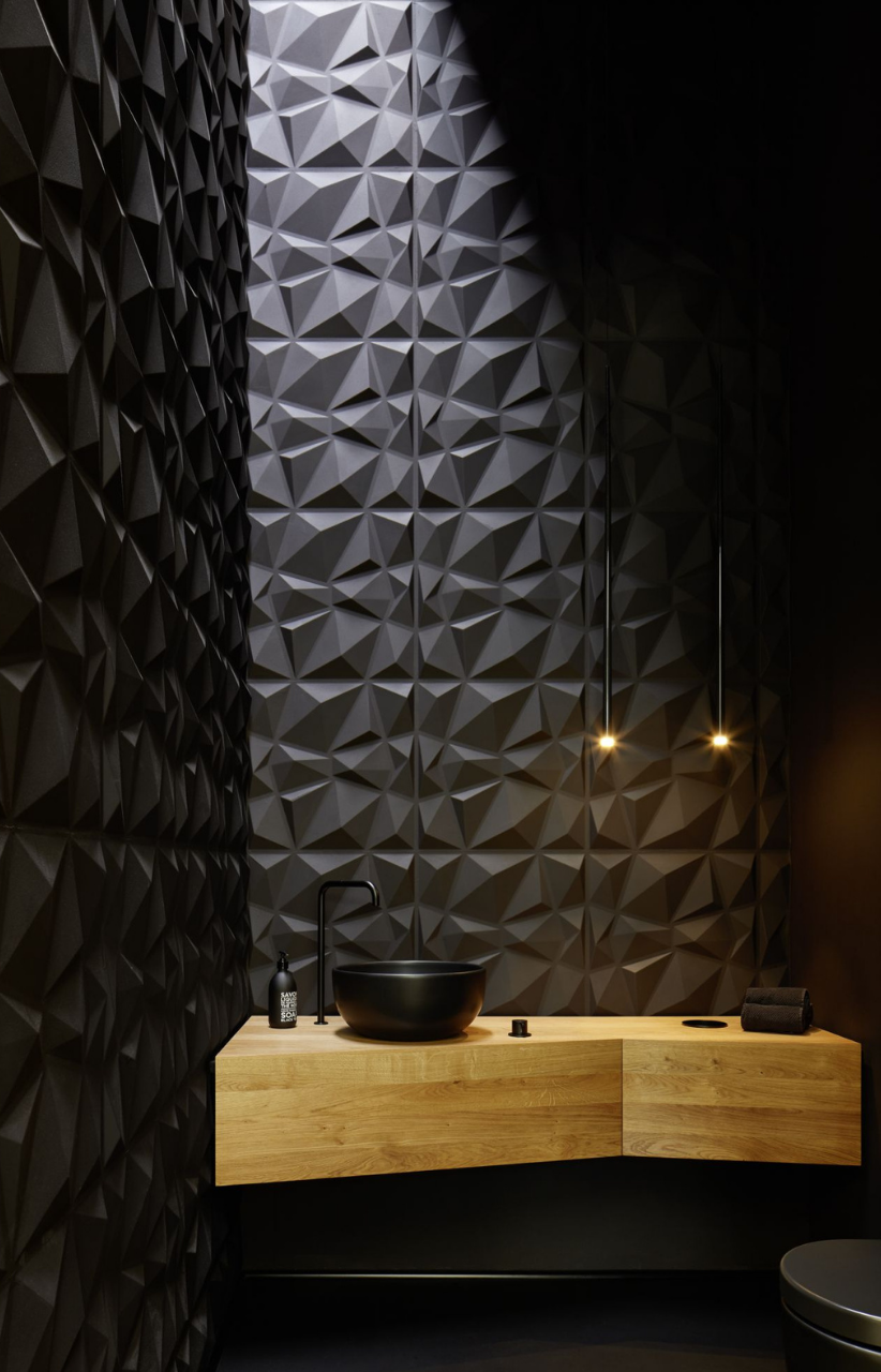 3D PVC Wall Panel – Matt Black (D094)