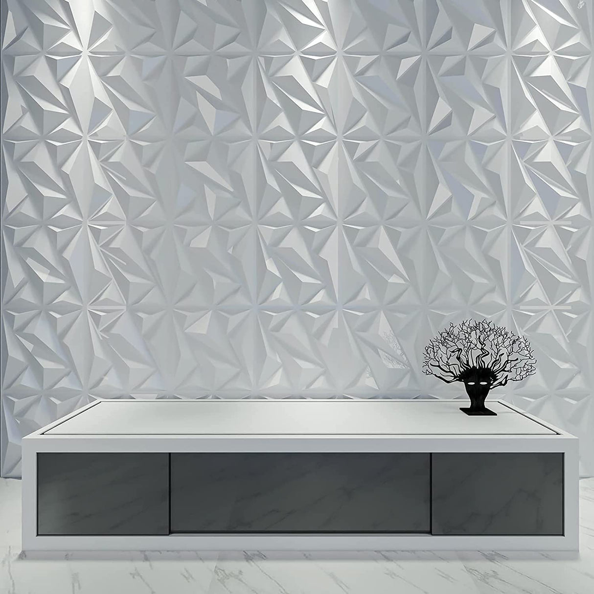 3D PVC Wall Panel – Matt White (D137)