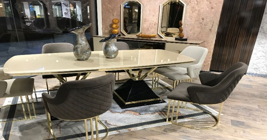 طاولة أوسكار + 6 كراسي (لون فضي قياسي)