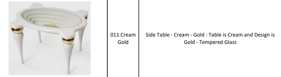 طاولة جانبية بلون كريمي ذهبي