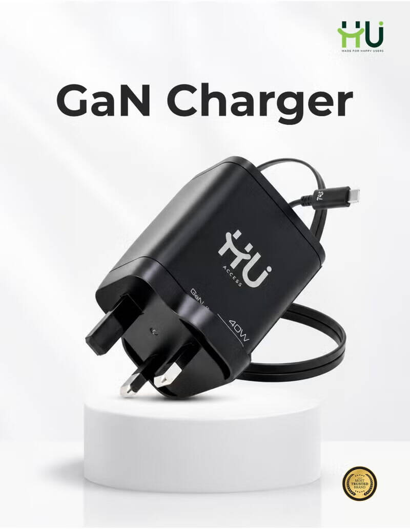 HAC-1045 GaN Fast Charger, 40W with 3 Ports & UK Plug