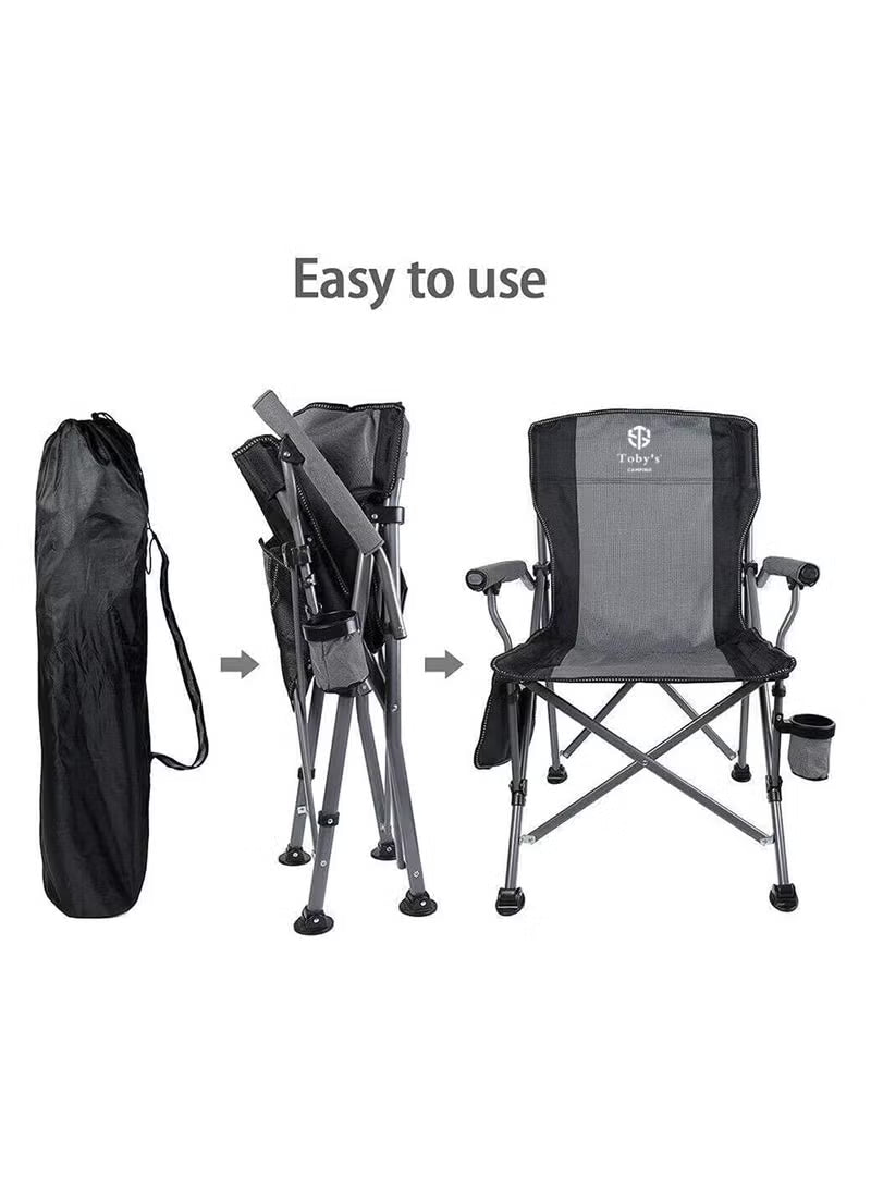 Toby’s Camping Chair-08 Grey Heavy-Duty Folding Chair 330 lbs