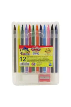 PLAY-DOH | 12 Colors Wax Crayon with Eraser and Sharpener