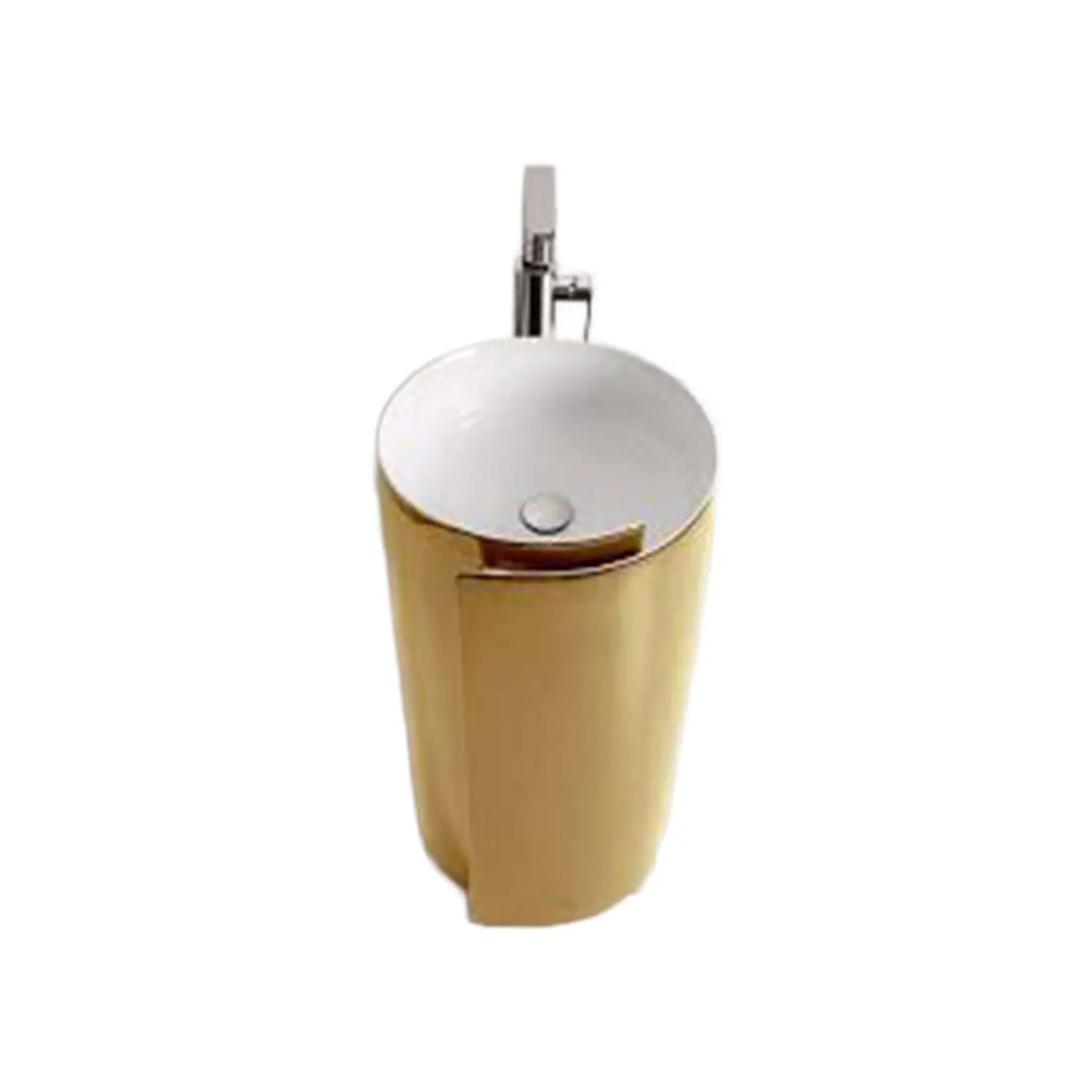 White / Gold Metal Standing Column-basin BuyonBudget