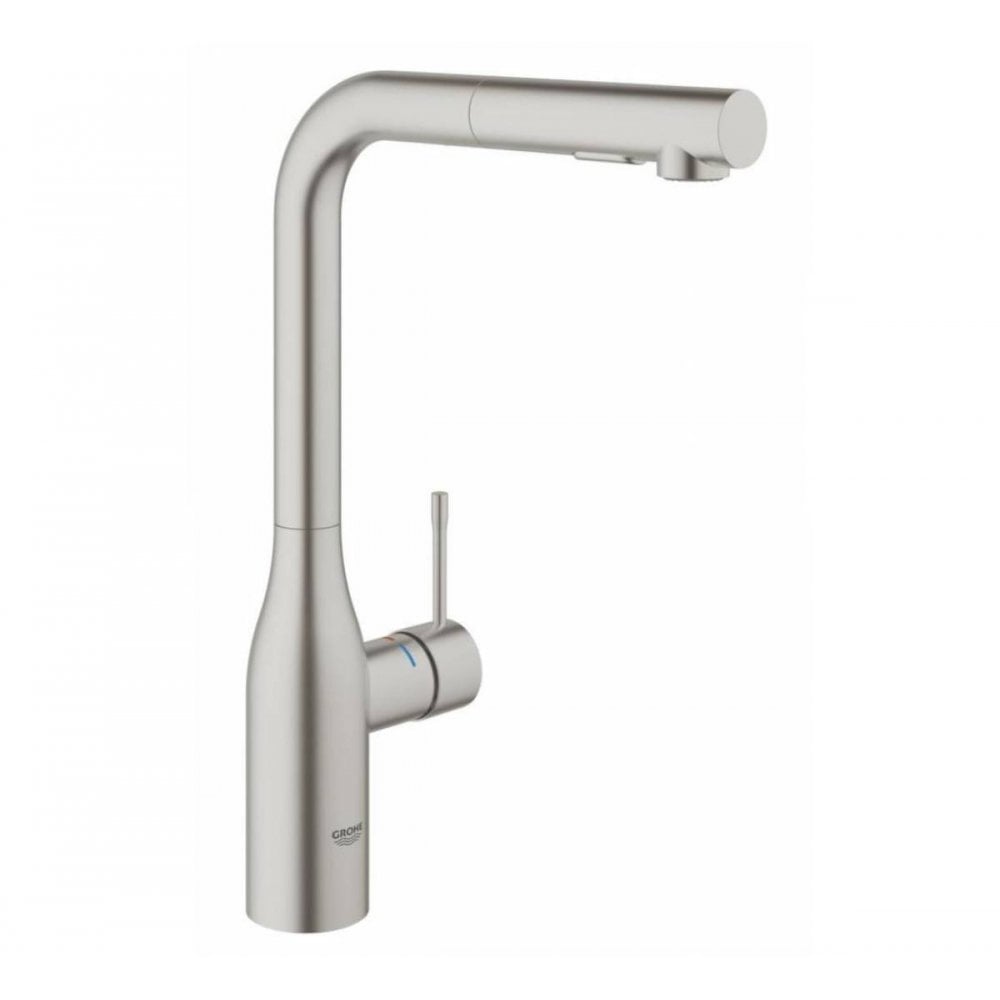 Grohe Essence L‑Spout Kitchen Sink Mixer with Pull‑Out Spray – SuperSteel