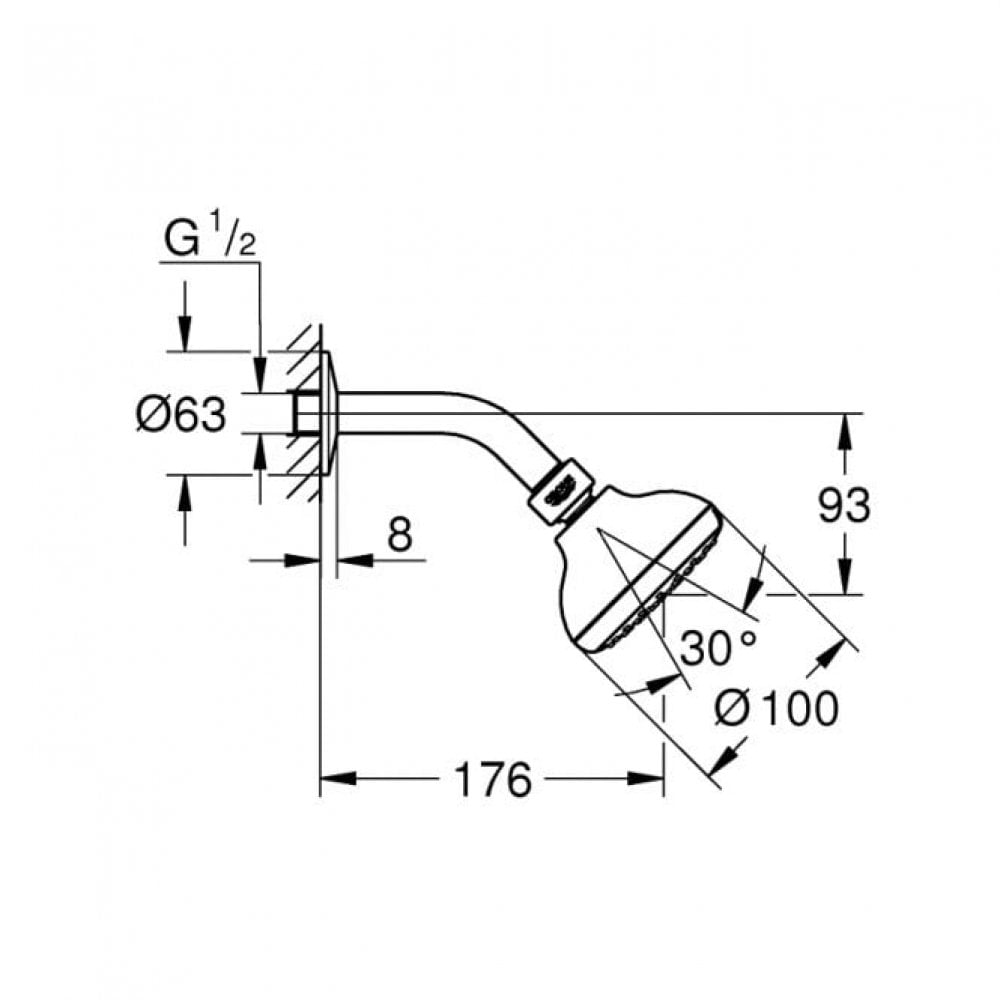 Grohe Tempesta 100 mm Single Spray Shower Head – Chrome