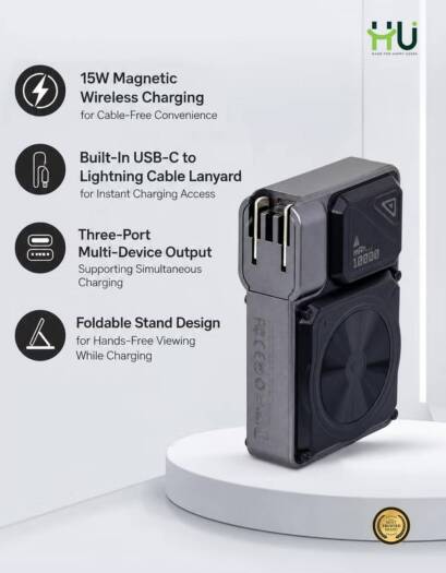 HAC-1047 10000 mAh Power Bank with 20W PD & 15W Wireless Charging