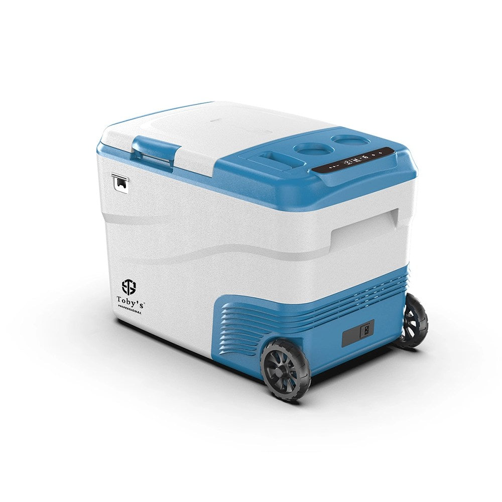 TOBY’S TR-32 Rechargeable 32L Portable Car Refrigerator & Freezer with 60W Compressor, APP Control, Dual Removable Batteries, Wheels & Pull Handle