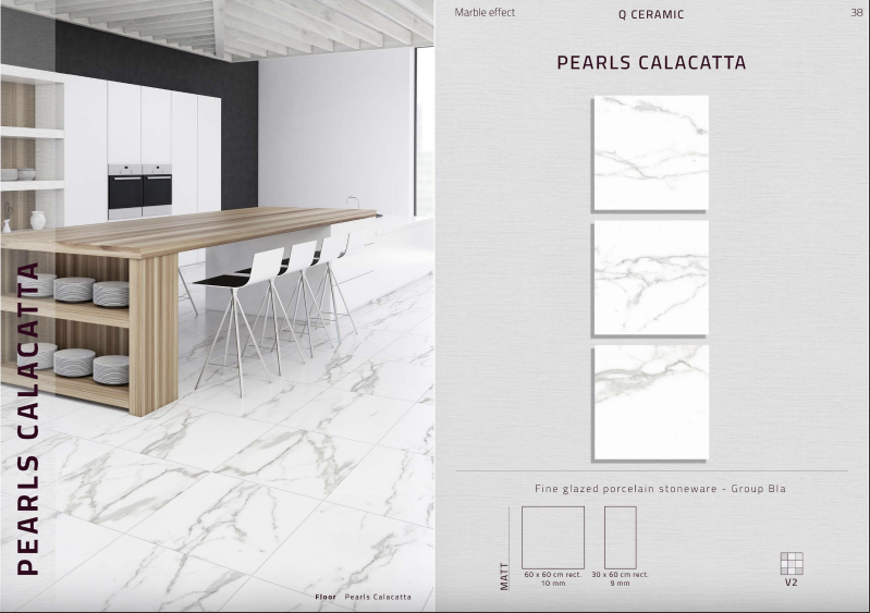 600x600mm 10SP Pearls Calacatta Tile