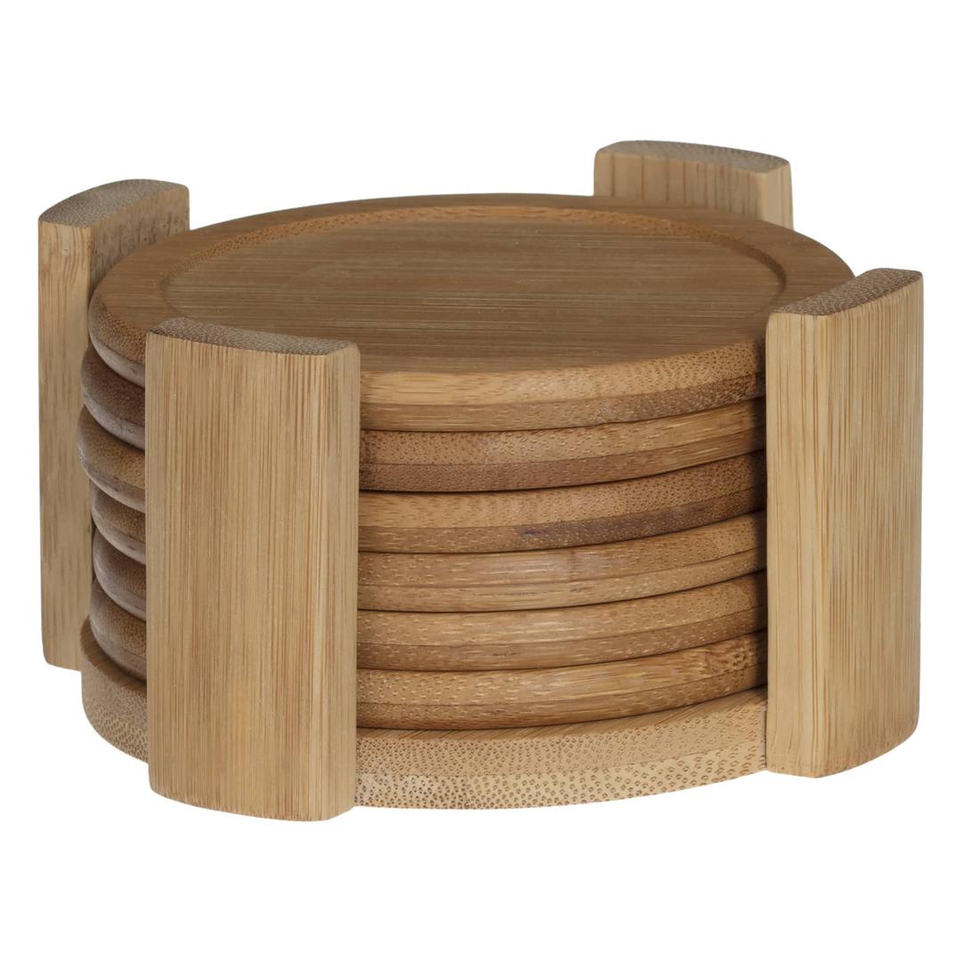 Sg Bamboo Coasters W/ Holder