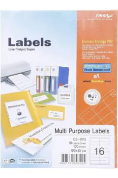 FORMTEC Label 1600 – 105 x 35 mm (Pack of 100 Sheets)