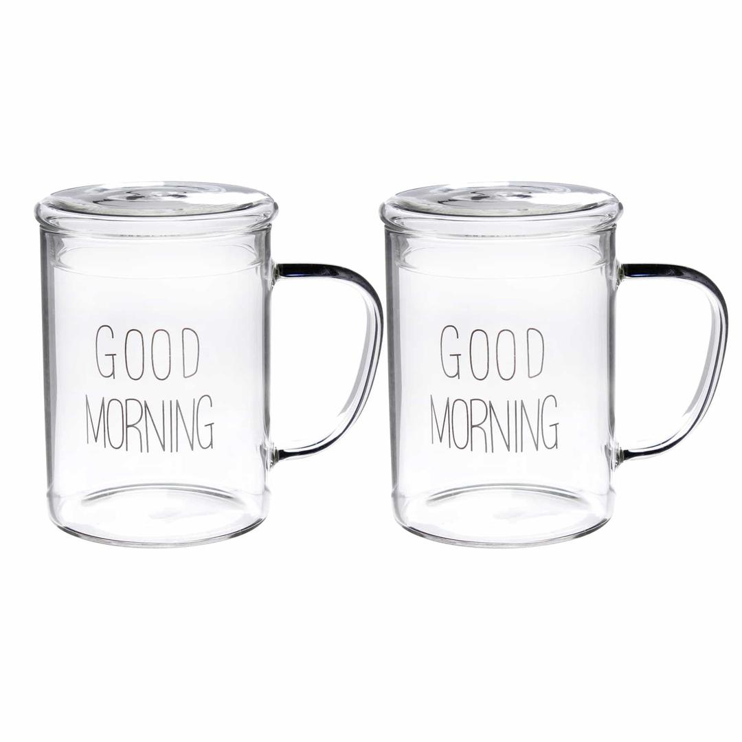 Neoflam Borosilicate Glass Double Wall Mug W/lid