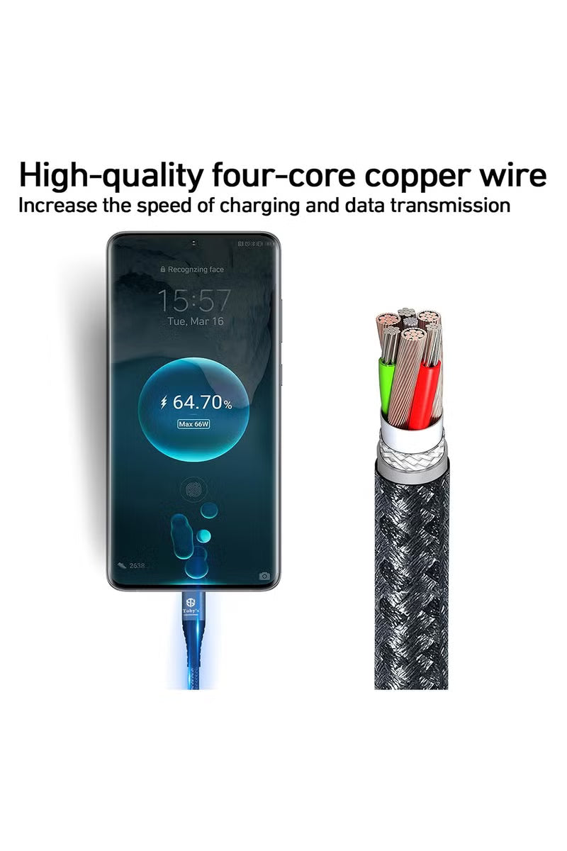 Toby’s CC-09 4A Type-C Fast Charging Cable, 1m, Nylon Braided with Aluminum Alloy Construction