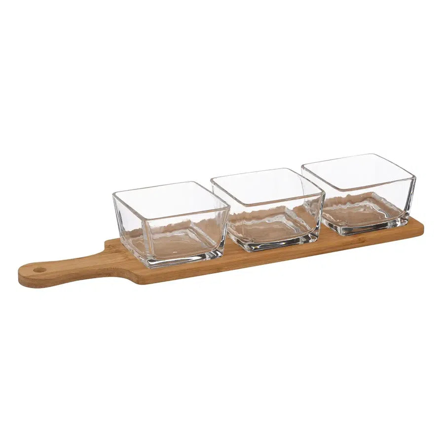 Sg Glass & Bamboo Appetizer Set