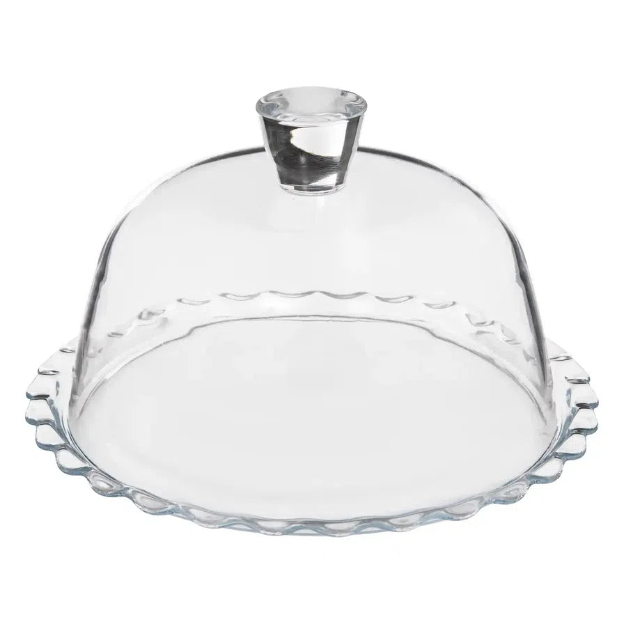 Sg Glass Cake Plate W/dome Cover