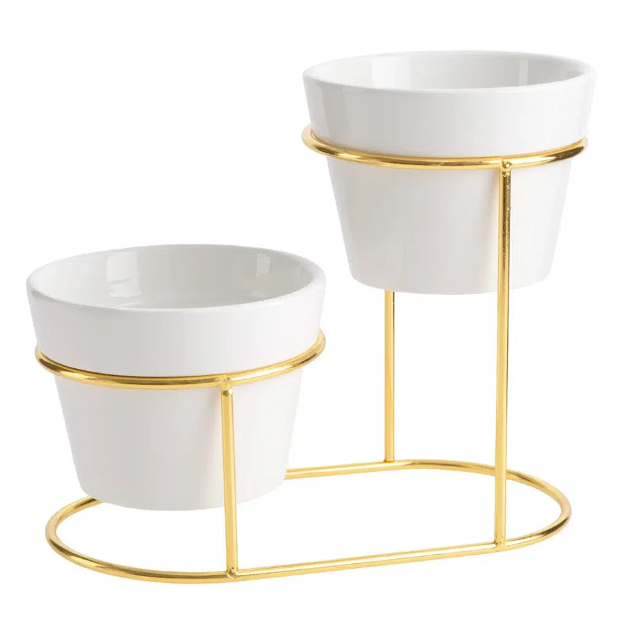 Orchid Bowl Set W/gold Stand