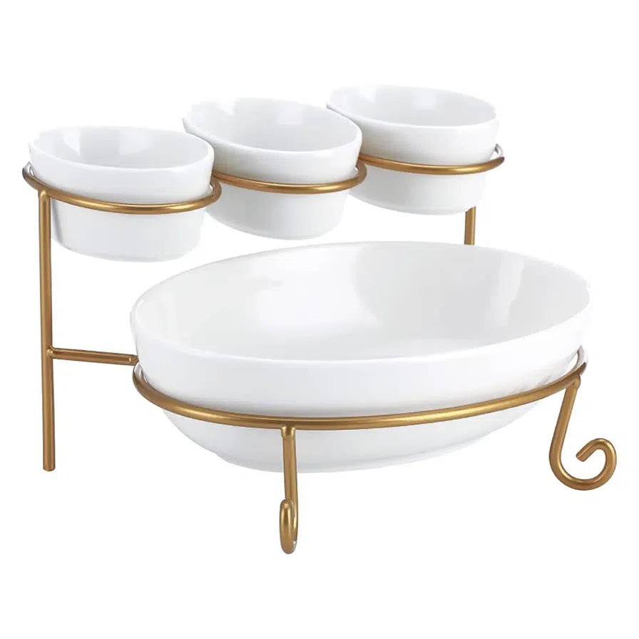Shallow 2-tier Serving Set W/stand