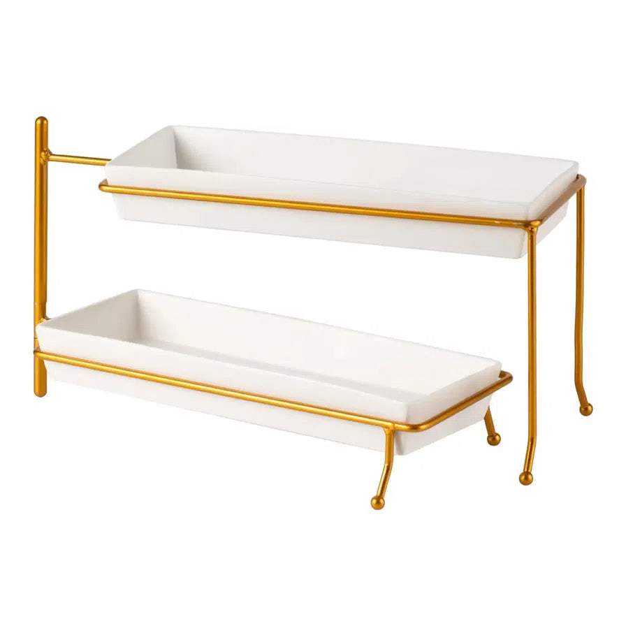 Shallow 2-tier Rectangular Serving Plate
