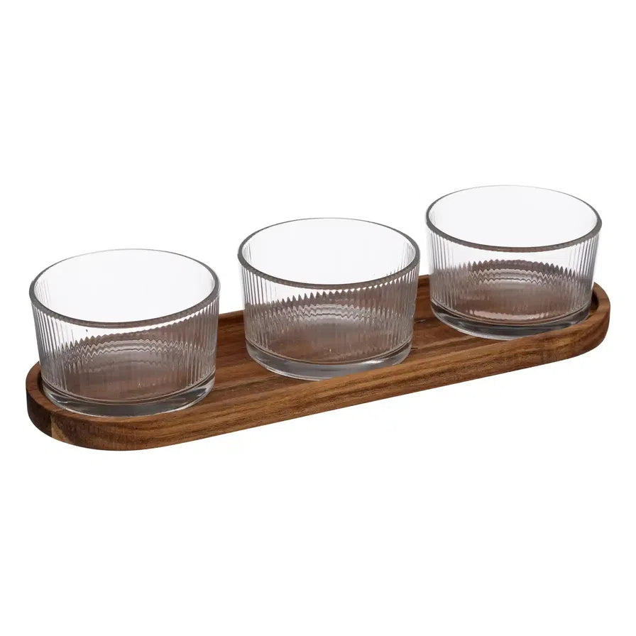 Sg Nala Glass & Wood Appetizer Set