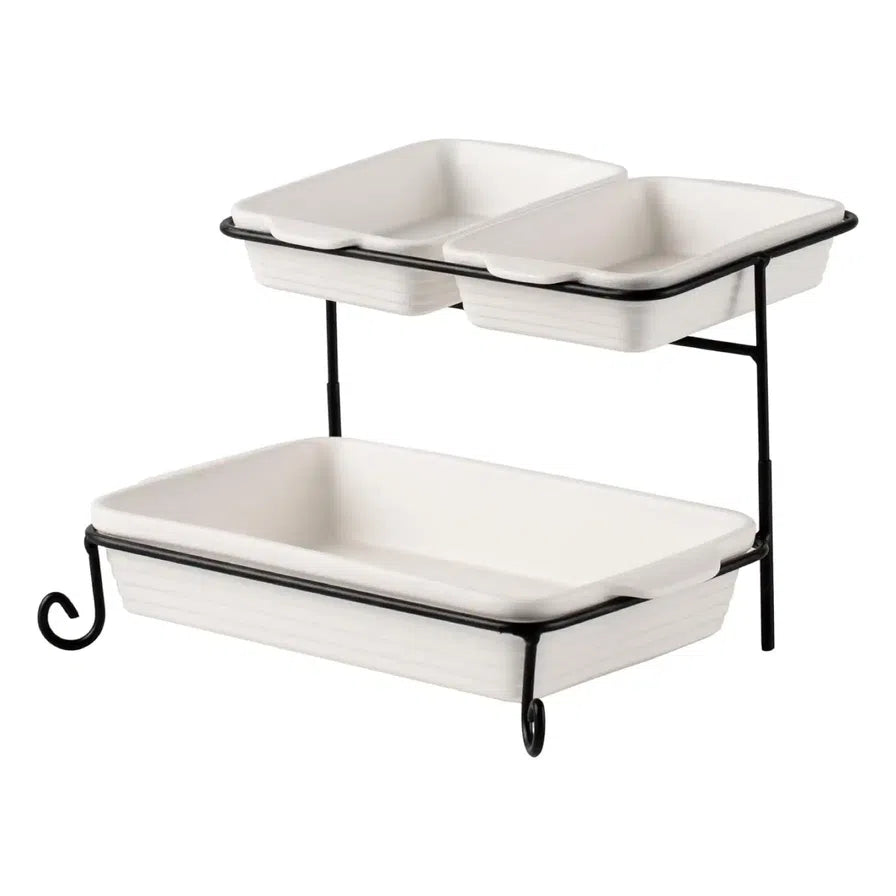 Shallow 2-tier Rectangular Serving Set