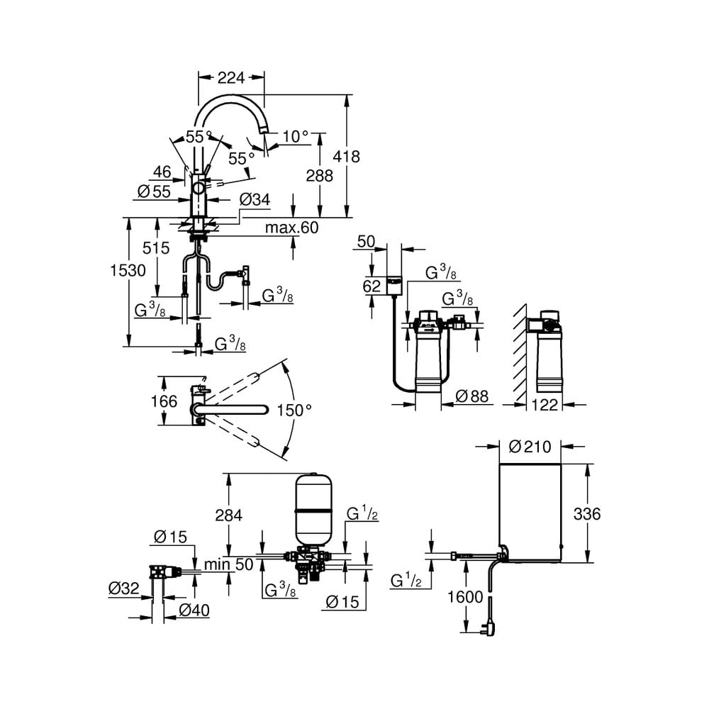 GROHE Red Duo Instant Boiling Water Kitchen Tap with M-Size Boiler – SuperSteel