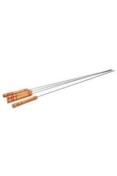 Skewers - By 4, 42cm Stainless Steel with Wooden Handle