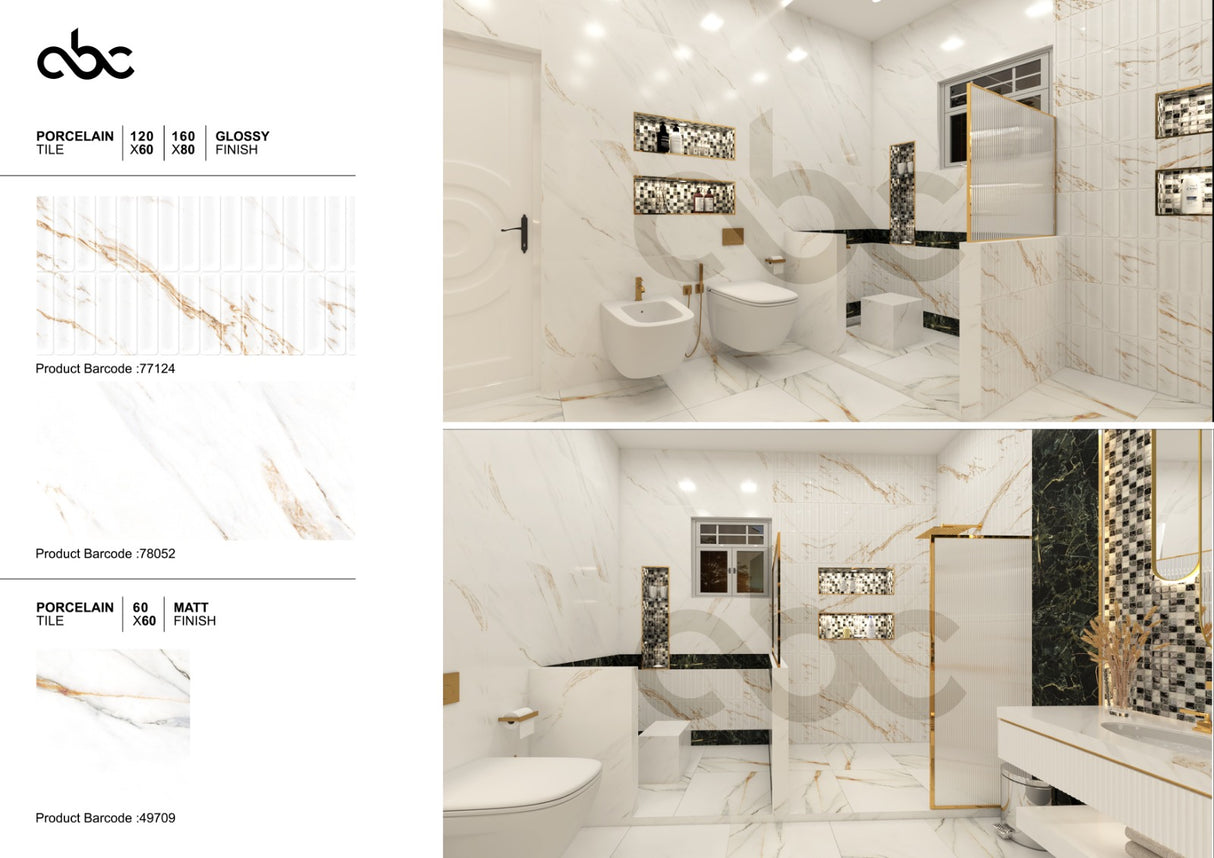 Eva Carrara Random Glossy Tile – 160×80 cm