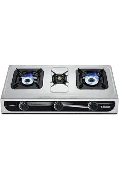 CLIKON | Triple 3 Burner Stainless Steel Gas Stove With Brass Burners