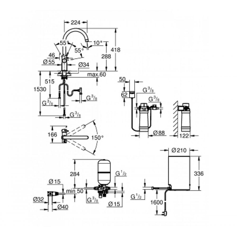 Grohe Red II Duo Tap and M Size Boiler
