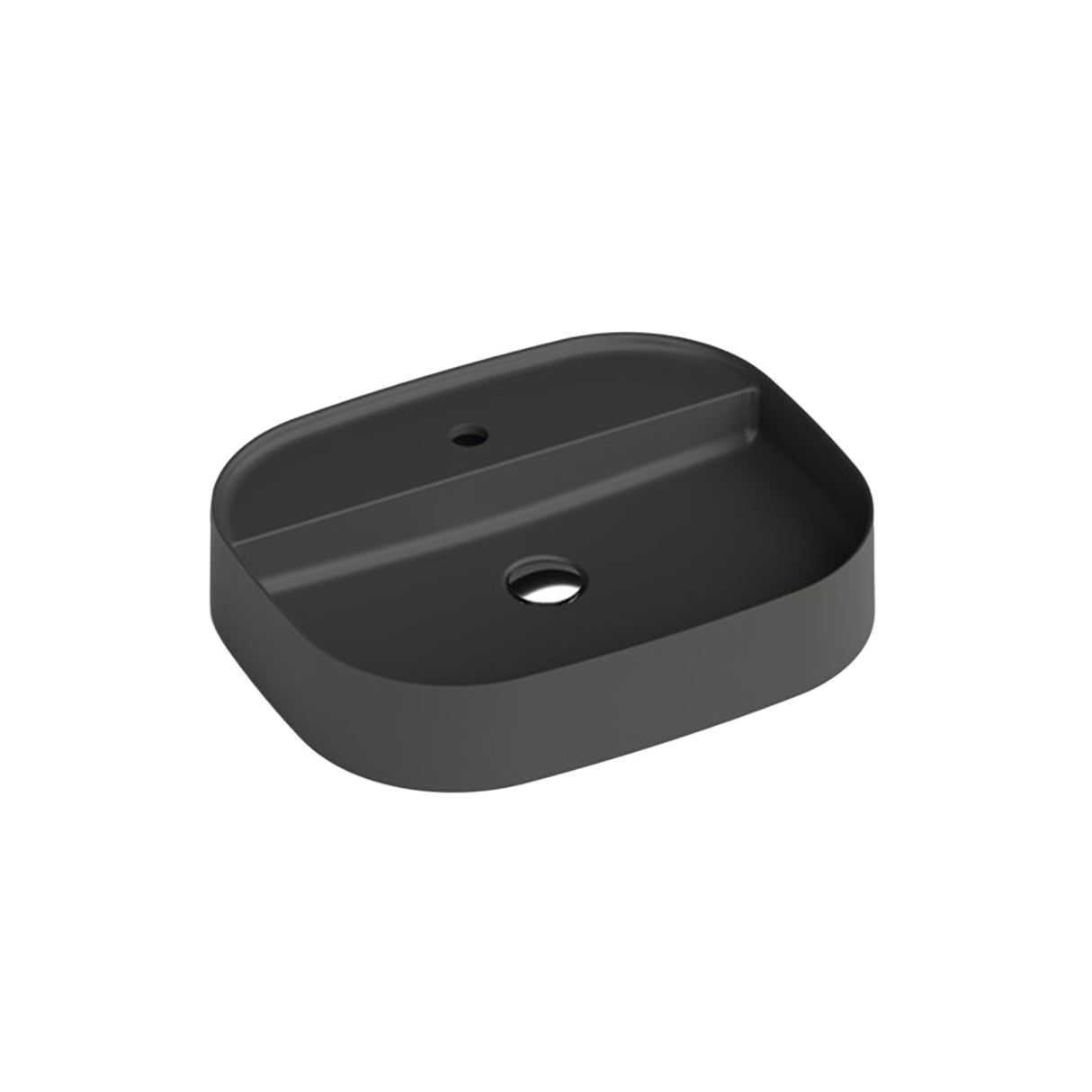 Round Matt Black Basin (45x65 cm, 1 Tap Hole)