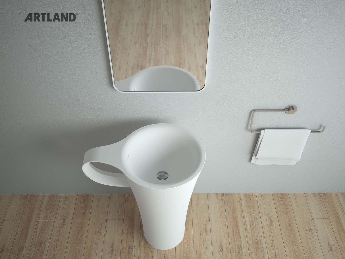 YL5034 - Pedestal Free Standing Solid White Basin (Cup Design) 720*500*840mm