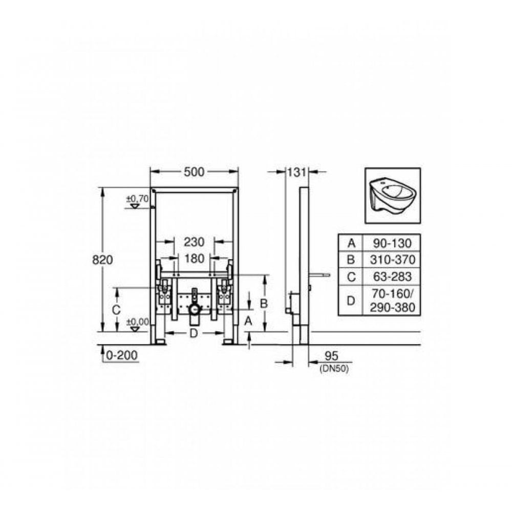 GROHE Rapid SL Bidet Frame – 0.82 M